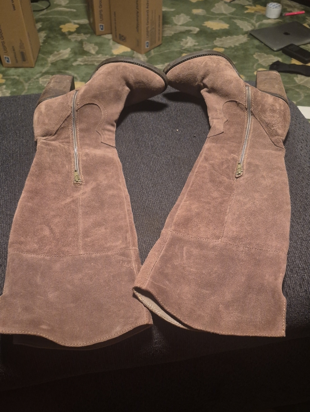 Steve Madden Taupe Suede Over-the-Knee Block Heel Boots